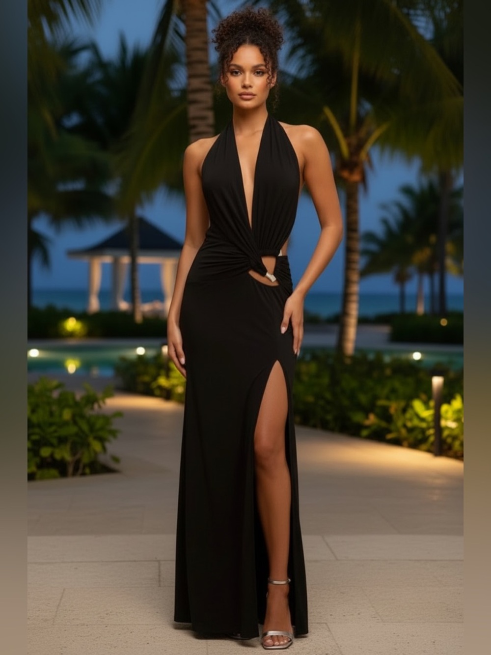 Mi Amor Black Halter Maxi Dress